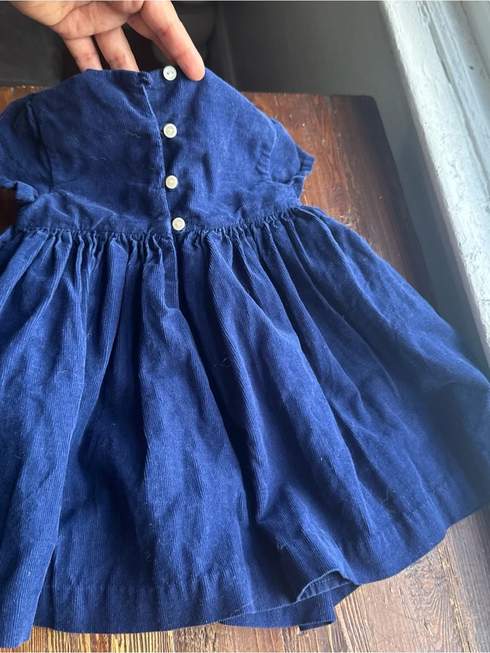 Ralph Lauren Navy Smocked Cotton Dress for Girls